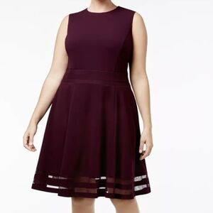 Calvin Klein Sleeveless Illusion-Trim Fit & Flare Dress - Size 18W